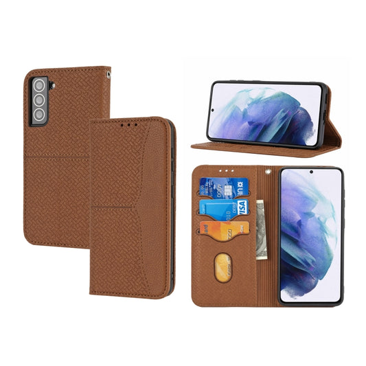 Woven Texture Stitching Magnetic Horizontal Flip PU Leather Phone Case