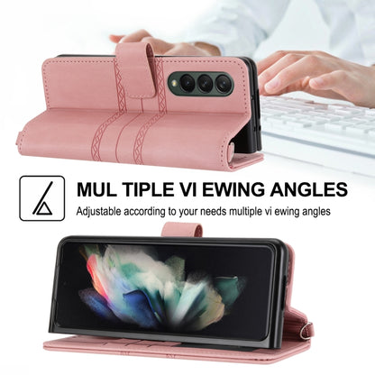 Embossed Striped Magnetic Buckle PU + TPU Horizontal Flip Phone Leather Case, For Samsung Galaxy Z Fold3 5G, For Samsung Galaxy Z Fold2 5G, For Samaung Galaxy S22 5G, For Samaung Galaxy S22+ 5G