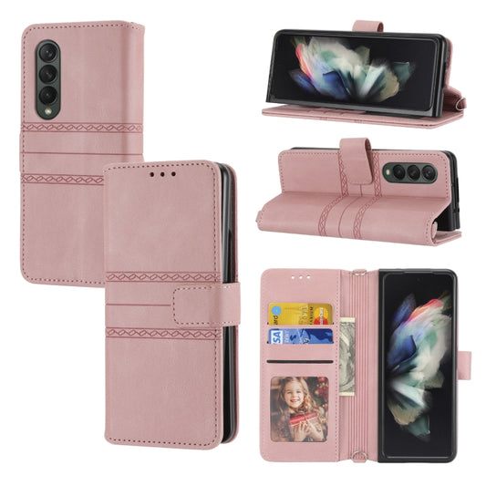 Embossed Striped Magnetic Buckle PU + TPU Horizontal Flip Phone Leather Case, For Samsung Galaxy Z Fold3 5G, For Samsung Galaxy Z Fold2 5G, For Samaung Galaxy S22 5G, For Samaung Galaxy S22+ 5G