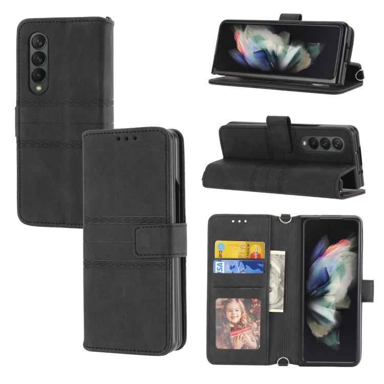 Embossed Striped Magnetic Buckle PU + TPU Horizontal Flip Phone Leather Case, For Samsung Galaxy Z Fold3 5G, For Samsung Galaxy Z Fold2 5G, For Samaung Galaxy S22 5G, For Samaung Galaxy S22+ 5G