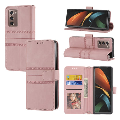 Embossed Striped Magnetic Buckle PU + TPU Horizontal Flip Phone Leather Case