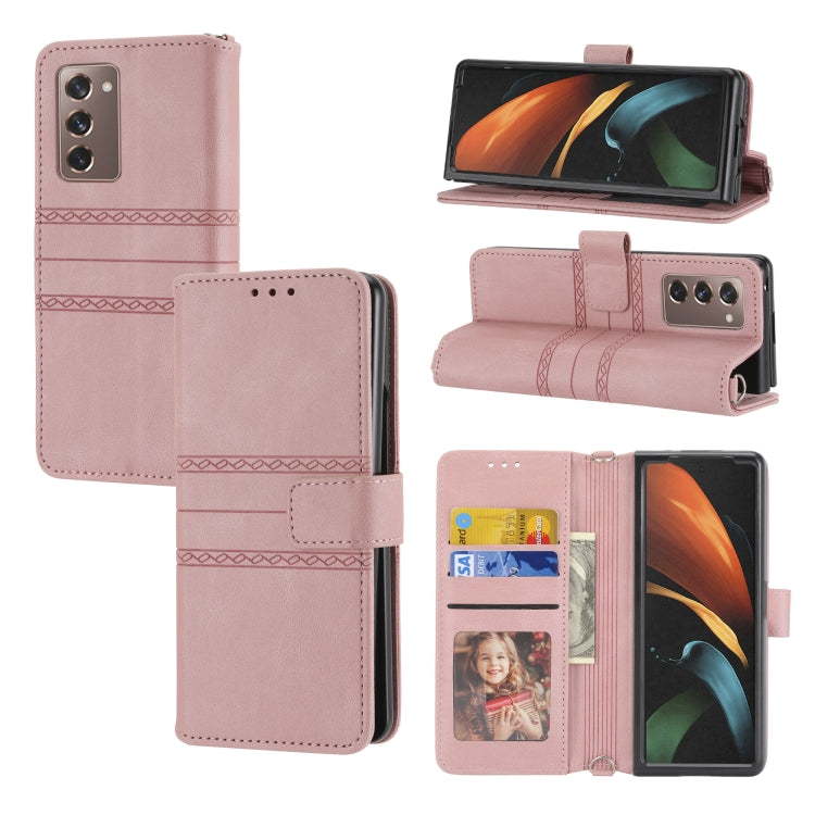 Embossed Striped Magnetic Buckle PU + TPU Horizontal Flip Phone Leather Case, For Samsung Galaxy Z Fold3 5G, For Samsung Galaxy Z Fold2 5G, For Samaung Galaxy S22 5G, For Samaung Galaxy S22+ 5G