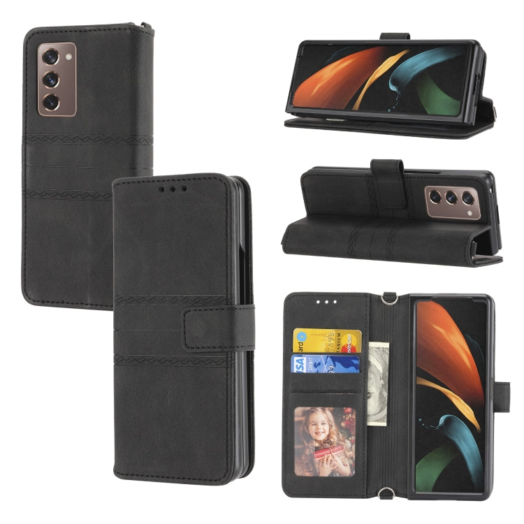 Embossed Striped Magnetic Buckle PU + TPU Horizontal Flip Phone Leather Case, For Samsung Galaxy Z Fold3 5G, For Samsung Galaxy Z Fold2 5G, For Samaung Galaxy S22 5G, For Samaung Galaxy S22+ 5G
