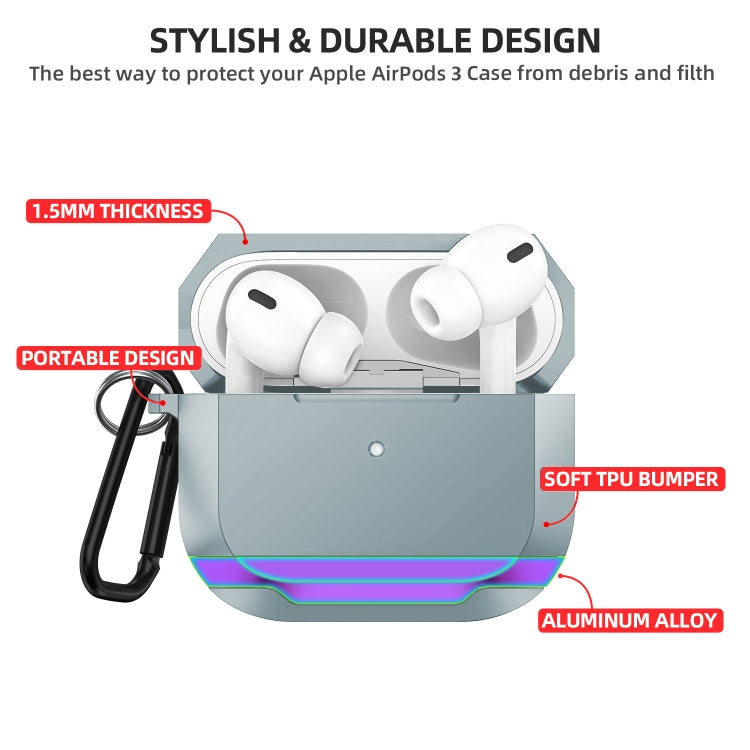 Aluminum Alloy + TPU Anti-fall Earphone Protective Case with Hook For AirPods 3