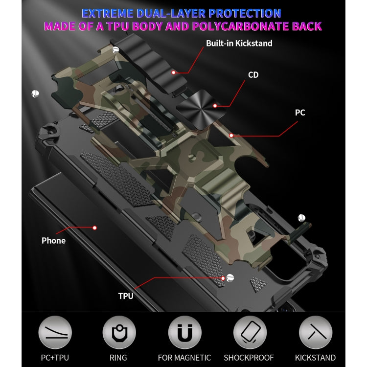 Camouflage Armor Shockproof TPU + PC Magnetic Protective Phone Case with Holder