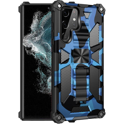 Camouflage Armor Shockproof TPU + PC Magnetic Protective Phone Case with Holder