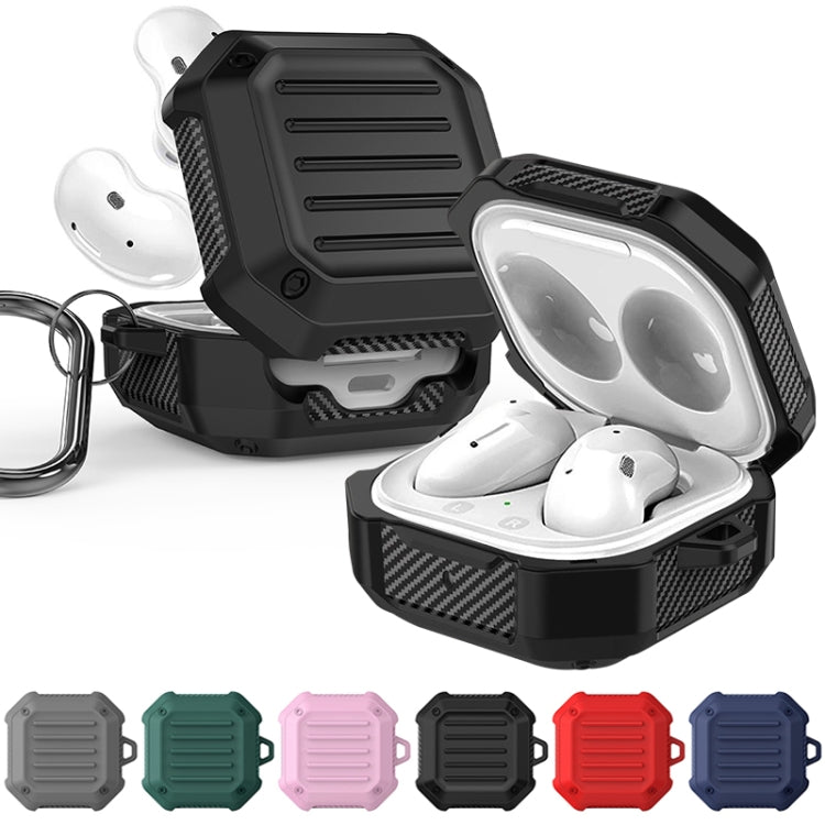 Shockproof Carbon Fiber Luggage Earphone Protective Case with Hook, For Samsung Galaxy Buds Live / Buds 2 / Buds Pro / Buds 2 Pro