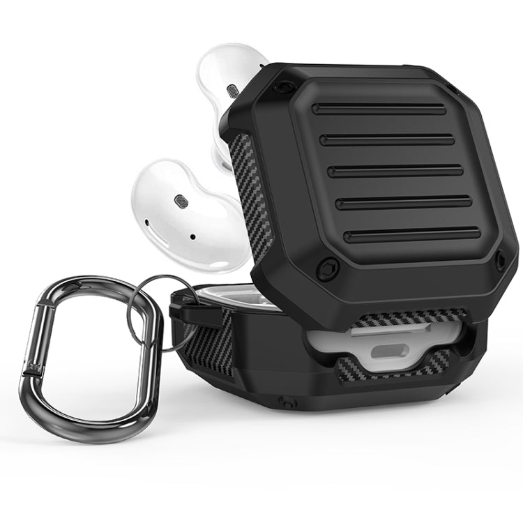 Shockproof Carbon Fiber Luggage Earphone Protective Case with Hook, For Samsung Galaxy Buds Live / Buds 2 / Buds Pro / Buds 2 Pro