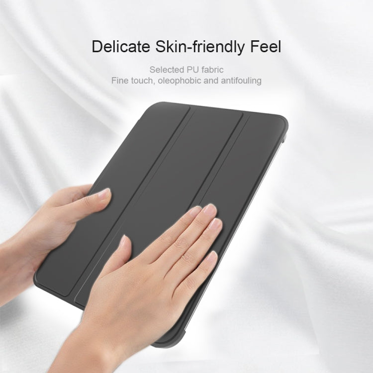 Double-sided Matte Translucent PC Tablet Leather Case with 3-folding Holder & Sleep / Wake-up Function