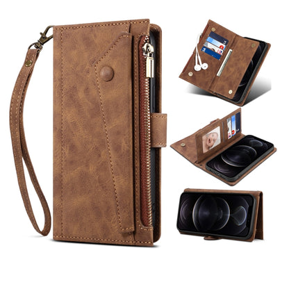 Retro Frosted Leather Phone Case with Holder & Card Slot & Wallet & Zipper Pocket & Lanyard, For Google Pixel 6, For Google Pixel 6 Pro