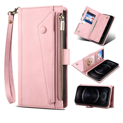 Retro Frosted Leather Phone Case with Holder & Card Slot & Wallet & Zipper Pocket & Lanyard