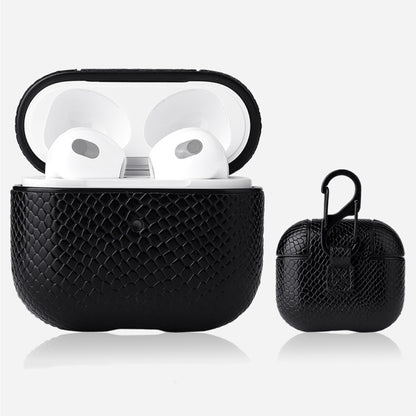 Snakeskin Texture Earphone Protective Case with Hang Buckle For AirPods 3