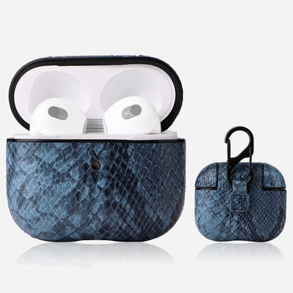 Snakeskin Texture Earphone Protective Case with Hang Buckle For AirPods 3