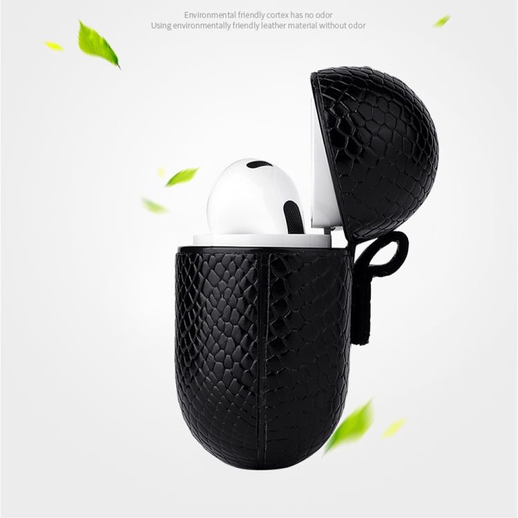 Snakeskin Texture Earphone Protective Case with Hang Buckle For AirPods 3