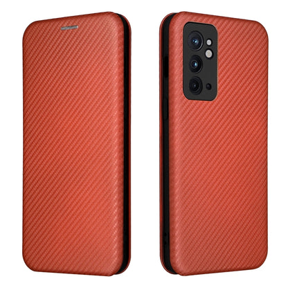 Carbon Fiber Texture Magnetic Horizontal Flip Leather Phone Case, For OnePlus 9RT