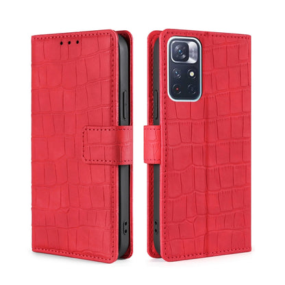 Skin Feel Crocodile Texture Magnetic Clasp Horizontal Flip Leather Phone Case with Holder & Card Slots & Wallet