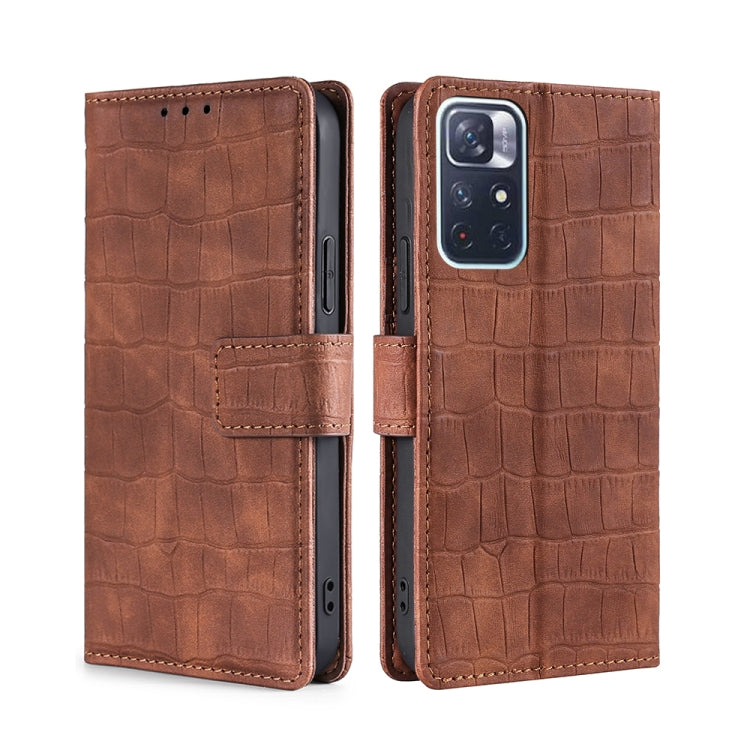 Skin Feel Crocodile Texture Magnetic Clasp Horizontal Flip Leather Phone Case with Holder & Card Slots & Wallet