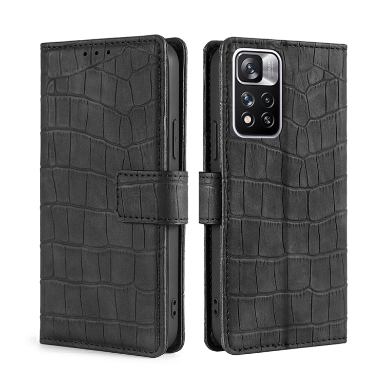 Skin Feel Crocodile Texture Magnetic Clasp Horizontal Flip Leather Phone Case with Holder & Card Slots & Wallet