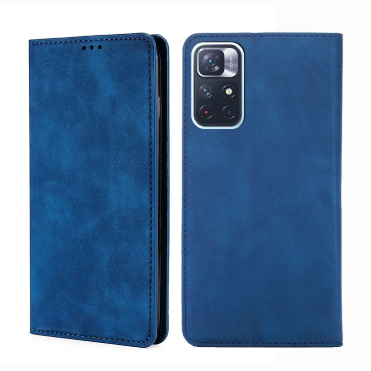 Skin Feel Magnetic Horizontal Flip Leather Phone Case with Holder & Card Slots