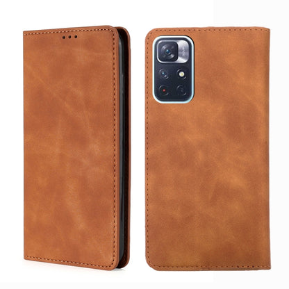 Skin Feel Magnetic Horizontal Flip Leather Phone Case with Holder & Card Slots