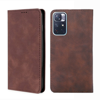 Skin Feel Magnetic Horizontal Flip Leather Phone Case with Holder & Card Slots