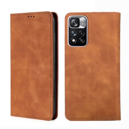 Skin Feel Magnetic Horizontal Flip Leather Phone Case with Holder & Card Slots