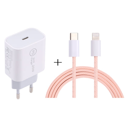 SDC-20W PD USB-C / Type-C Travel Charger + 1m 20W USB-C / Type-C to 8 Pin Data Cable Set,, EU Plug, US Plug