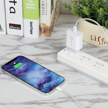 SDC-20W PD USB-C / Type-C Travel Charger + 1m 20W USB-C / Type-C to 8 Pin Data Cable Set,, EU Plug, US Plug