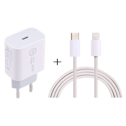 SDC-20W PD USB-C / Type-C Travel Charger + 1m 20W USB-C / Type-C to 8 Pin Data Cable Set,, EU Plug, US Plug