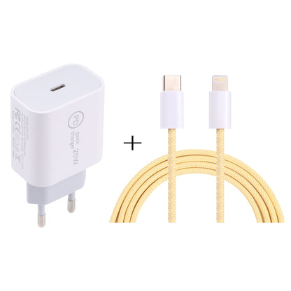 SDC-20W PD USB-C / Type-C Travel Charger + 1m 20W USB-C / Type-C to 8 Pin Data Cable Set,, EU Plug, US Plug