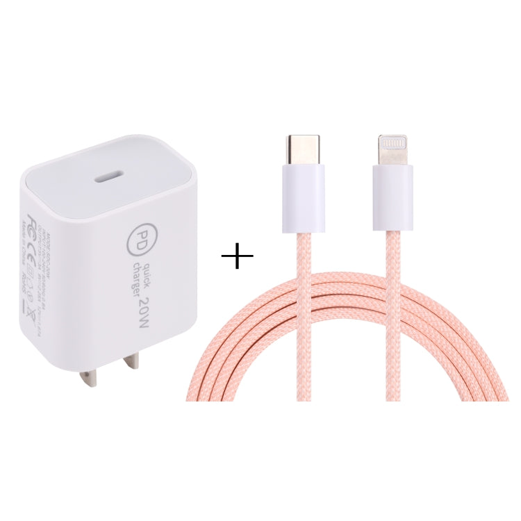 SDC-20W PD USB-C / Type-C Travel Charger + 1m 20W USB-C / Type-C to 8 Pin Data Cable Set,, EU Plug, US Plug