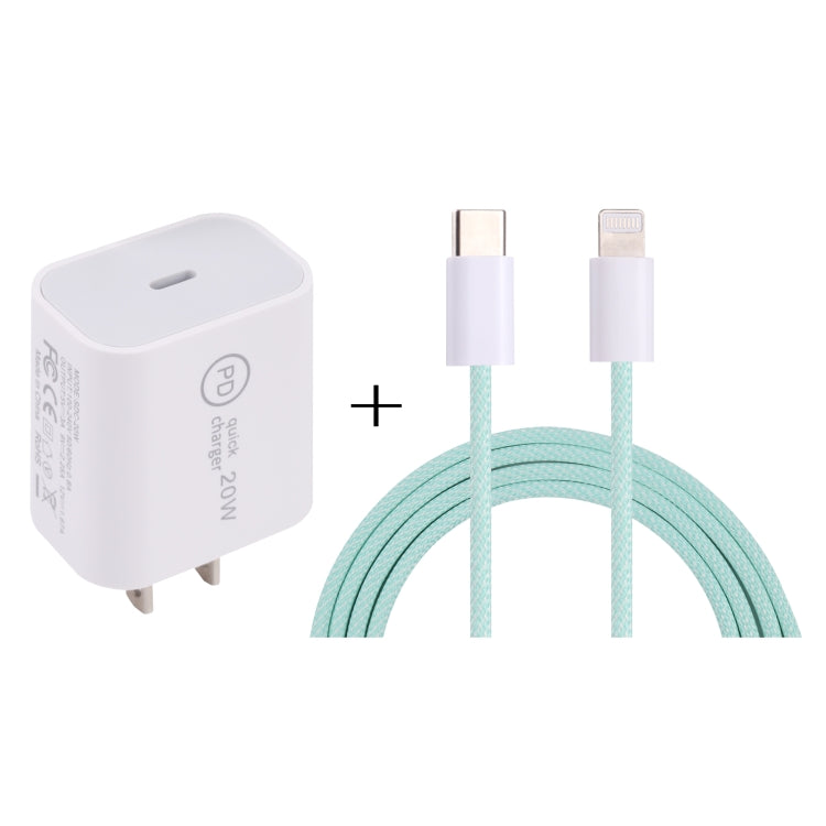 SDC-20W PD USB-C / Type-C Travel Charger + 1m 20W USB-C / Type-C to 8 Pin Data Cable Set,, EU Plug, US Plug