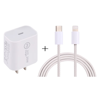SDC-20W PD USB-C / Type-C Travel Charger + 1m 20W USB-C / Type-C to 8 Pin Data Cable Set,, EU Plug, US Plug
