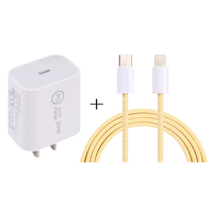 SDC-20W PD USB-C / Type-C Travel Charger + 1m 20W USB-C / Type-C to 8 Pin Data Cable Set,, EU Plug, US Plug