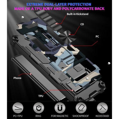 Camouflage Armor Shockproof TPU + PC Magnetic Phone Case with Holder