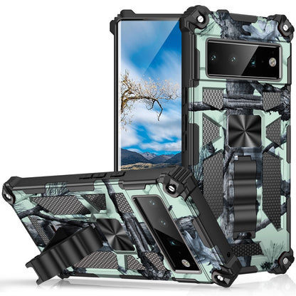 Camouflage Armor Shockproof TPU + PC Magnetic Phone Case with Holder