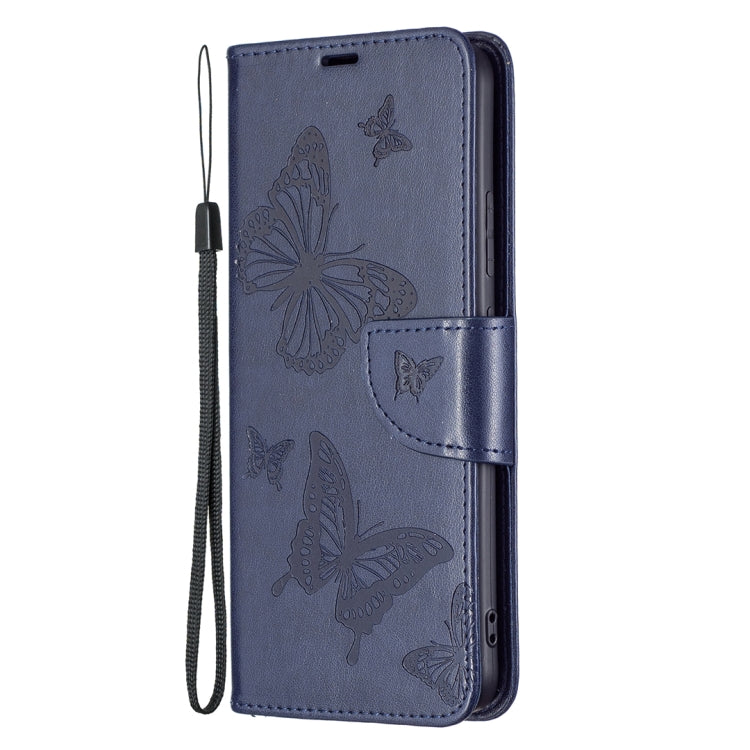Two Butterflies Embossing Pattern Horizontal Flip Leather Phone Case with Holder & Card Slot & Wallet & Lanyard, For Xiaomi Redmi Note 11 5G