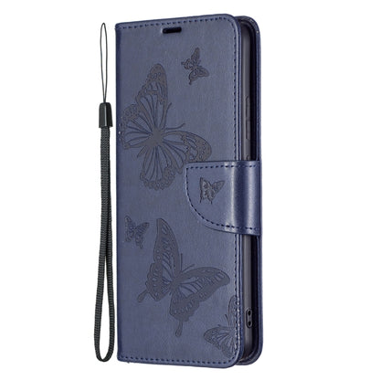 Two Butterflies Embossing Pattern Horizontal Flip Leather Phone Case with Holder & Card Slot & Wallet & Lanyard, For Xiaomi Redmi Note 11 5G