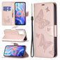 Two Butterflies Embossing Pattern Horizontal Flip Leather Phone Case with Holder & Card Slot & Wallet & Lanyard, For Xiaomi Redmi Note 11 5G