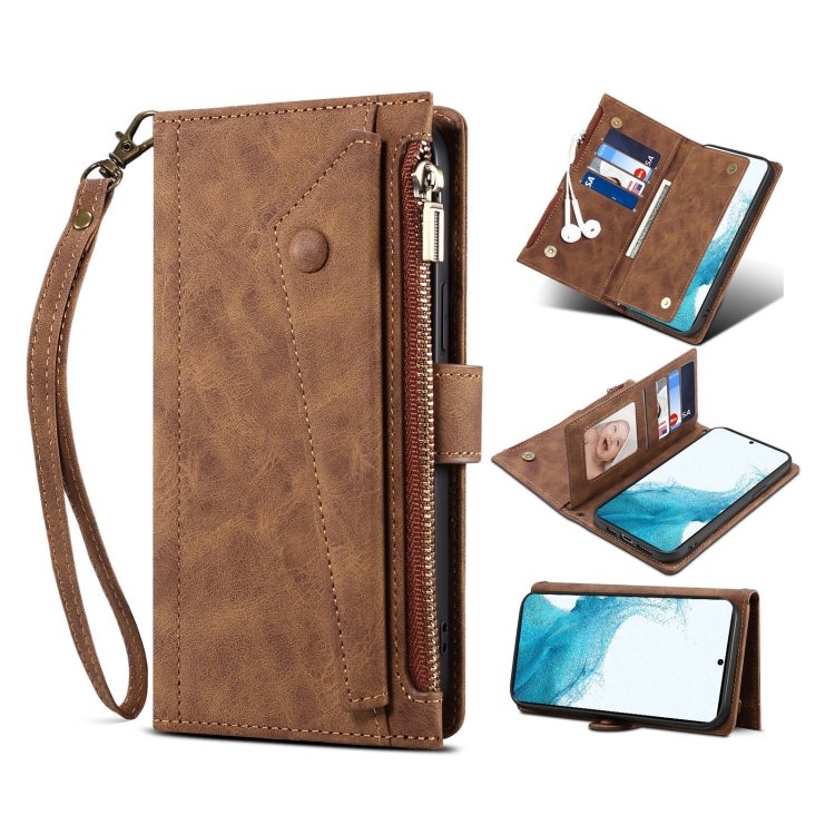 Retro Frosted Horizontal Flip Leather Phone Case with Holder & Card Slot & Wallet & Zipper Pocket & Lanyard