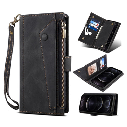 Retro Frosted Horizontal Flip Leather Phone Case with Holder & Card Slot & Wallet & Zipper Pocket & Lanyard