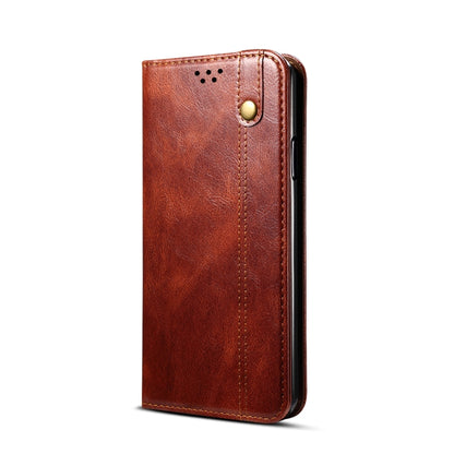 Simple Wax Crazy Horse Texture Horizontal Flip Leather Phone Case with Card Slots & Holder