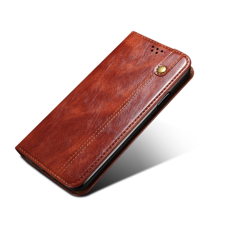 Simple Wax Crazy Horse Texture Horizontal Flip Leather Phone Case with Card Slots & Holder