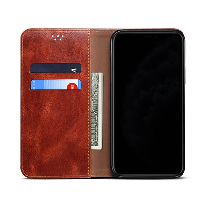 Simple Wax Crazy Horse Texture Horizontal Flip Leather Phone Case with Card Slots & Holder