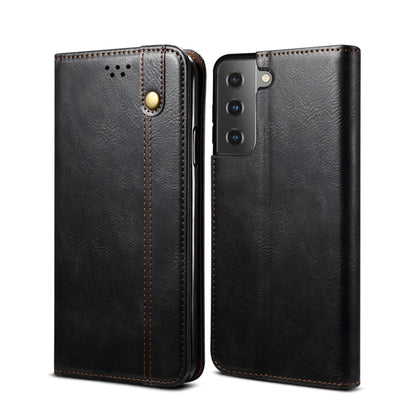 Simple Wax Crazy Horse Texture Horizontal Flip Leather Phone Case with Card Slots & Holder