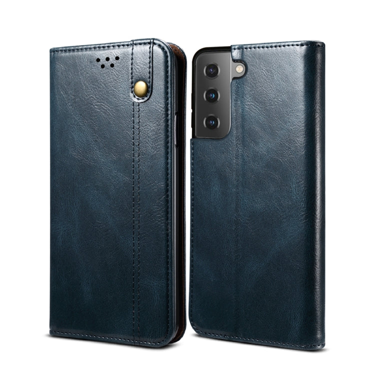 Simple Wax Crazy Horse Texture Horizontal Flip Leather Phone Case with Card Slots & Holder