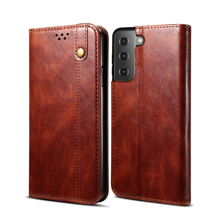 Simple Wax Crazy Horse Texture Horizontal Flip Leather Phone Case with Card Slots & Holder