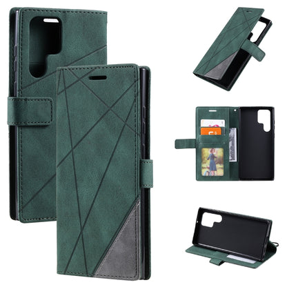 Skin Feel Splicing Horizontal Flip Leather Phone Case, For Samsung Galaxy S22 Ultra 5G