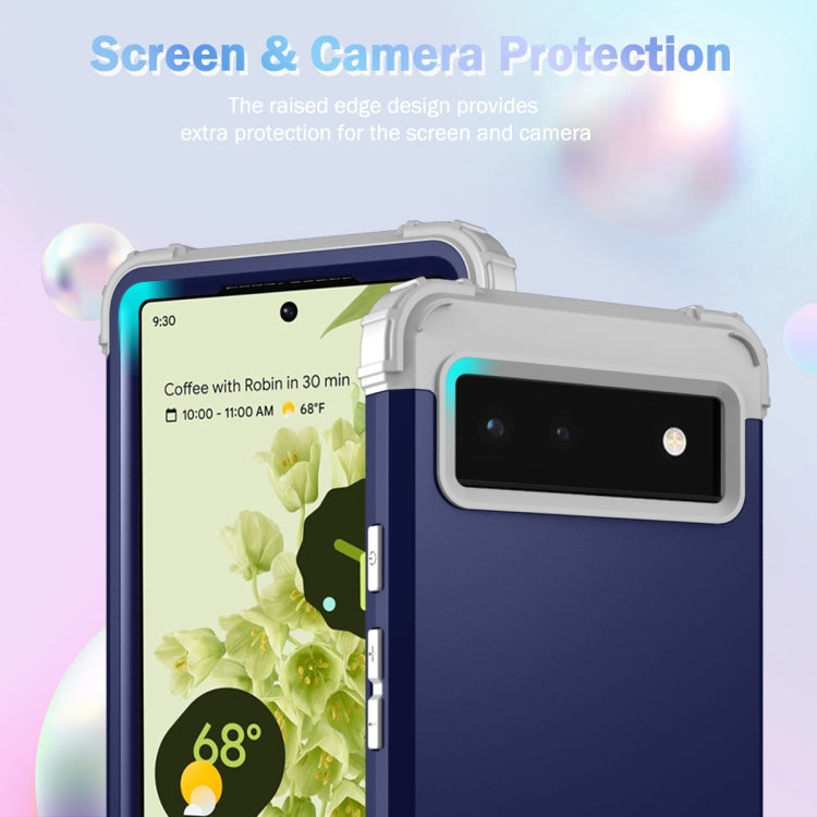 3 in 1 Shockproof PC + Silicone Protective Phone Case, For Google Pixel 6