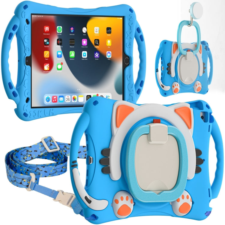 Cute Cat King Kids Shockproof EVA Protective Case with Holder & Shoulder Strap & Handle